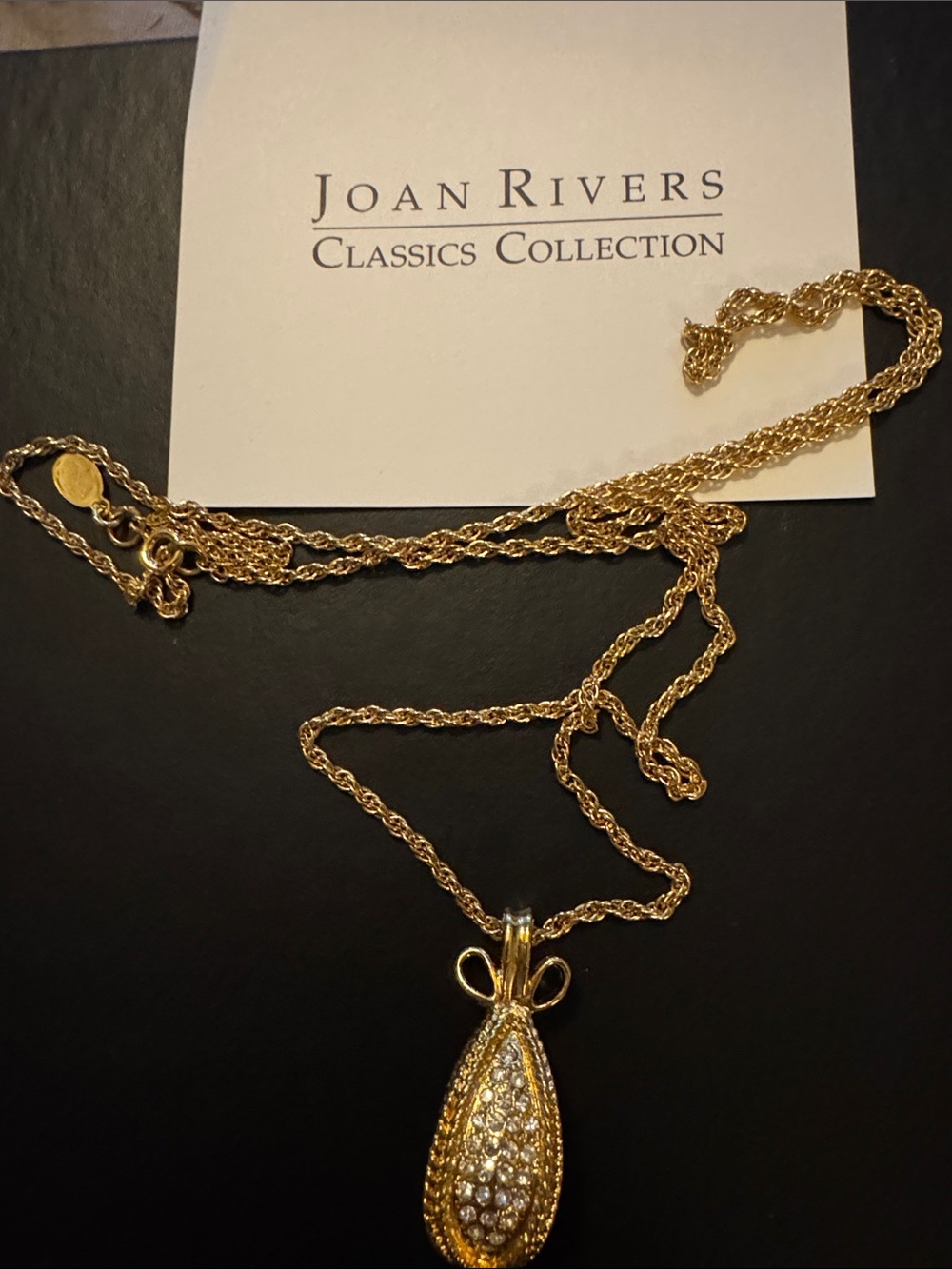 Joan Rivers Gold-tone Teardrop Crystal Pendant Necklace
